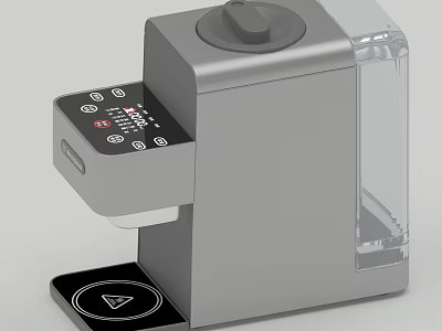Modern Household Electrical Appliance With Gray Body Control Panel And Transparent Water Tank 3d model