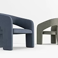 Two Modern Minimalist Accent Chairs in Navy Blue and Sage Green Upholstered Fabric