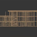 Wooden Building Framework Model With Multi Storey Architectural Frame Structure Details 3d model
