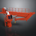 Red Industrial Crane Equipment With Railing Ladder Boom And Control Cabin
