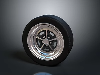 High Quality Car Tire With Silver Spoked Wheel Rim Automotive Parts 3d model