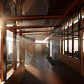 Modern Detached House With Large Glass Windows Wooden Eave And Side Tree