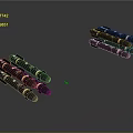 Black Military Missiles Arranged in Groups on Dark Reflective Background