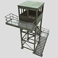Green Metal Observation Tower With Staircase Railing And Top Platform 3d model