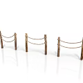 Three Brown Rope Railings With Wooden Posts And Rope Sections On White Background