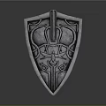 Ancient Medieval Metal Shield With Intricate Carvings And Ornate Decorative Details