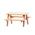 Classic Wooden Picnic Table With Attached Benches Light Wood Finish Sturdy Frame