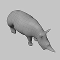 Rhinoceros 3D Model With Standing Pose And Detailed Gray Texture