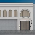 Modern Elegant MISTLINE Beauty Salon Exterior With White Building Arched Windows And Glass Door