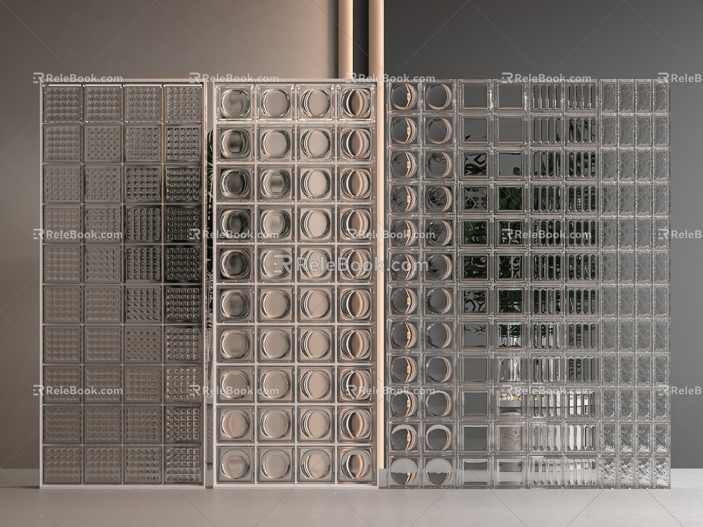 Glass brick partition 3d model