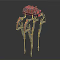 Industrial Futuristic Mechanical Structure With Metal Frame And Orange Leg Components