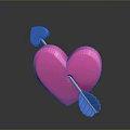 3D Rendered Shiny Pink Heart With Blue Arrow On Dark Background