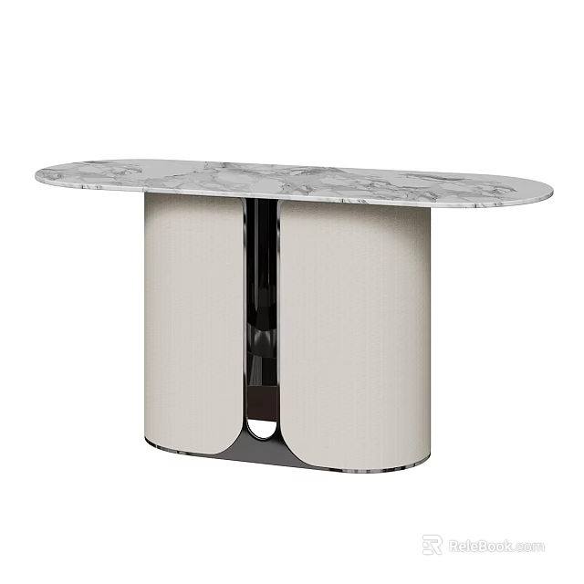 Modern Entryway Console Table With Marble Top And Beige Base Design 3d model 