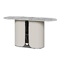 Modern Entryway Console Table With Marble Top And Beige Base Design