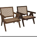 Modern Wooden Leisure Chair with Rattan Backrest Seat Frame and Armrests Design