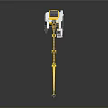 Yellow Mechanical Industrial Arm With Extended Reach Base And Hook Attachment