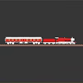 Red and White Model Train on Tracks with Detailed Carriages and Classic Design