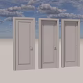 White Hinged Interior Doors With Simple Modern Design For Home Decoration 3d model