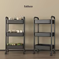 Black Rolling Multi Tier Storage Shelving Unit with Wheels for Home Organization 3d model