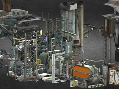 Industrial Equipment With Mechanical Structures Piping Systems Control Panels And Metal Frames 3d model