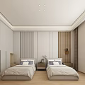 Elegant Hotel Guest Room Interior With Sofa Table Pendant Light And Large Window 3d model