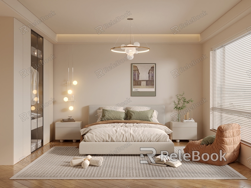 Cream wind bedroom model