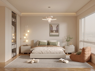 Cream wind bedroom 3d model