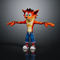 Cartoon Fox Character With Orange Fur Green Eyes Blue Shorts And Red Sneakers Arms Outstretched