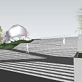 Outdoor Stone Staircase Design With Metal Railings Trees Grass And Person Walking