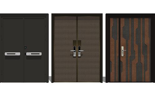 Modern security door copper door 3d model