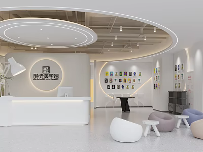 Modern Kindergarten Interior With Reception And Seating Areas 3d model
