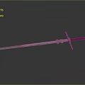 Medieval Sword With Metal Blade Decorative Hilt Wooden Grip And Gray Background