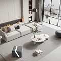 Modern sofa coffee table combination home 3d model