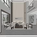 Modern Open Concept Dining And Living Room With Elegant Chairs Functional Island And Artistic Decor