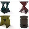 Modern Geometric Stools With Various Colors Different Shapes And Smooth Material 3d model