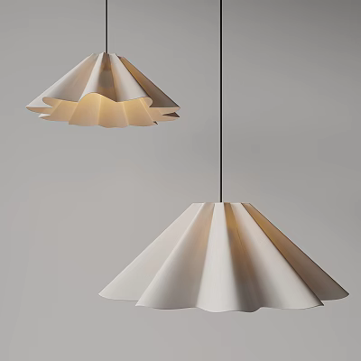 Modern White Pleated Fan Shaped Pendant Light With Soft Glow And Minimalist Design 3d model