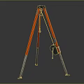 Commercial Tripod Equipment With Orange Legs Silver Frame And Pulley System