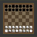 Classic Chessboard Setup with Black and White Pieces on Checkered Surface 3d model