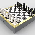 Building Block Chess Board with Black and White Pieces and Checkerboard Squares