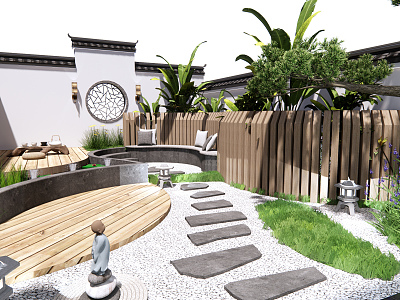 New Chinese Courtyard Landscape model