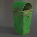 Public Facility Green Trash Bin With Lid For Urban Outdoor Settings