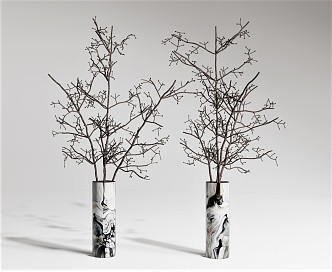 Modern Vase Plant Dried Flower Ornaments Dead Branch Flowers 3d model