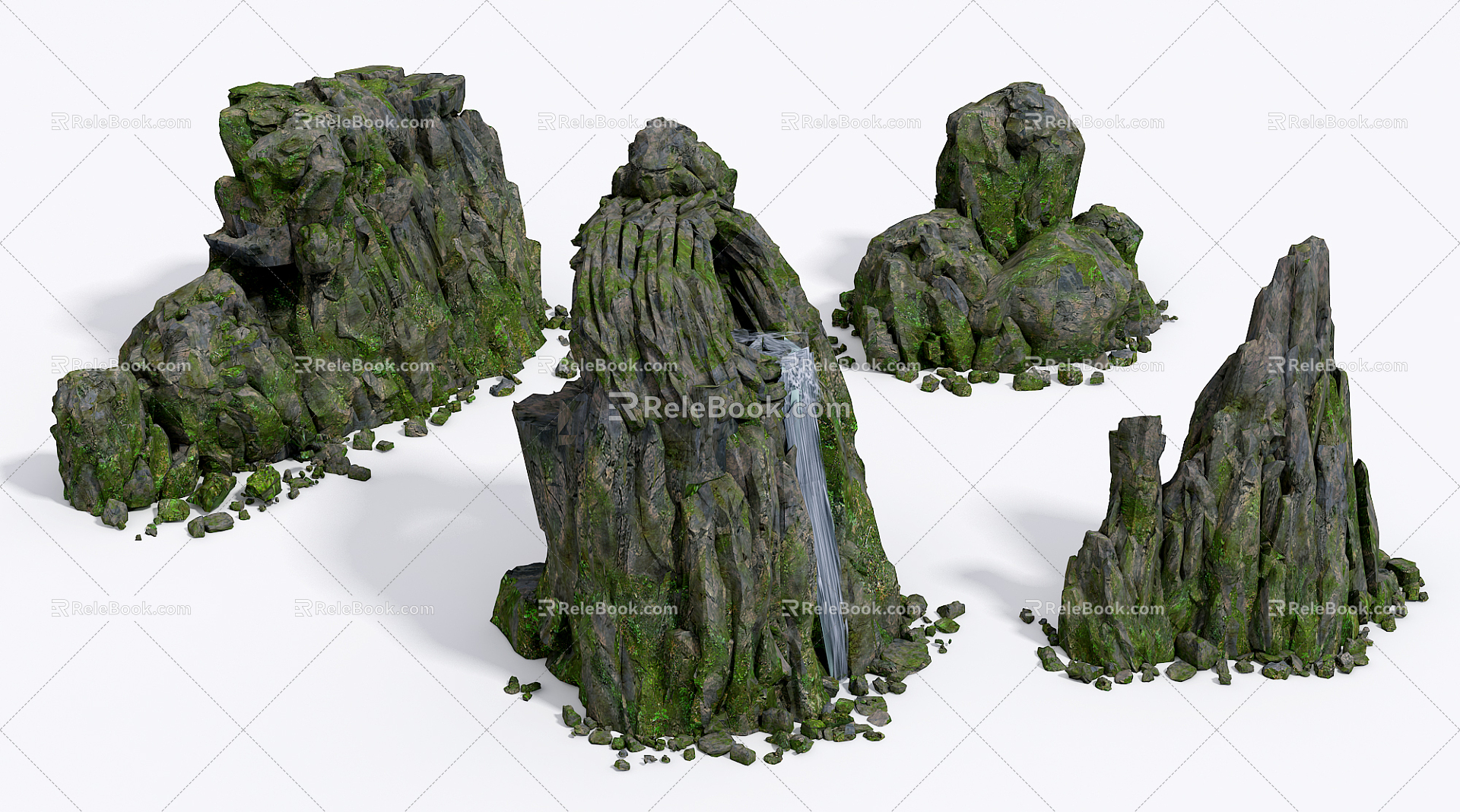 Modern rockery mountain rockery gardening landscape sketch 3d model