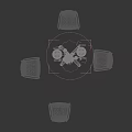 Round Wooden Dining Table Set With Rattan Backrest Chairs Lace Table Runner And Flower Vase