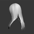 3D Head Model With White Long Curly Hair Wig Featuring Natural Bangs And Shiny Texture