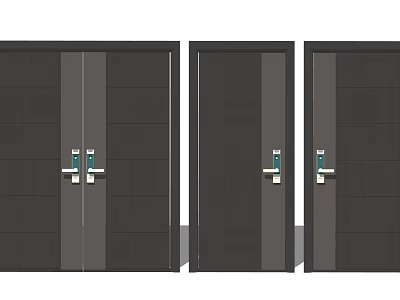 Modern Black Double Doors With Stylish Handles And Sleek Contemporary Design 3d model