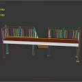 Scene Component Design With Black Metal Railing And Wooden Bench Top