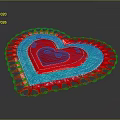 Decorative Heart Shaped Commercial Equipment With Red Border Blue Center And White Small Heart