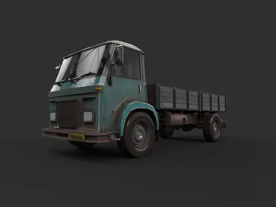 Vintage Teal Flatbed Truck With Open Cargo Bed And Classic Design 3d model