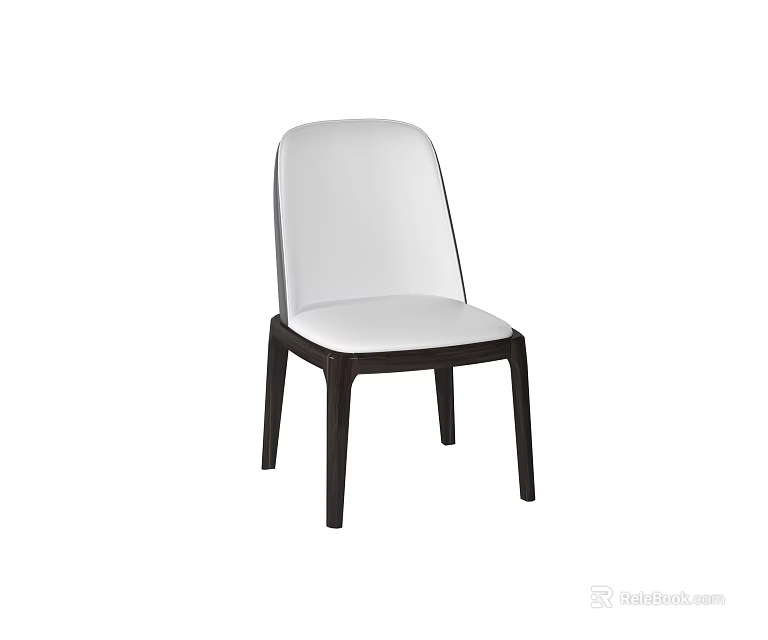 Modern White Upholstered Dining Chair with Sleek Design and Wooden Legs for Contemporary Home 3d model 
